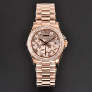 DateJust 31MM Ladies 904L RG WF Diamond Butterfly Dial Oyster Bracelet A2671 - Image 4