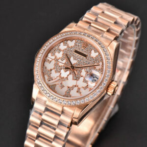 DateJust 31MM Ladies 904L RG WF Diamond Butterfly Dial Oyster Bracelet A2671 - Image 5