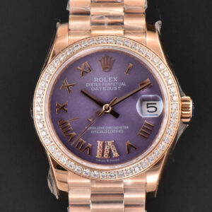 DateJust 31MM Ladies 904L RG WF Diamond Purple Dial Diamond Roma Marker Oyster Bracelet A2671