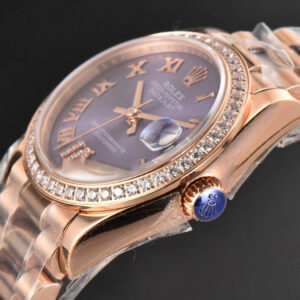 DateJust 31MM Ladies 904L RG WF Diamond Purple Dial Diamond Roma Marker Oyster Bracelet A2671 - Image 7