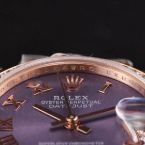 DateJust 31MM Ladies 904L RG WF Diamond Purple Dial Diamond Roma Marker Oyster Bracelet A2671 - Image 9
