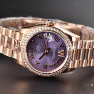 DateJust 31MM Ladies 904L RG WF Diamond Purple Dial Diamond Roma Marker Oyster Bracelet A2671 - Image 11