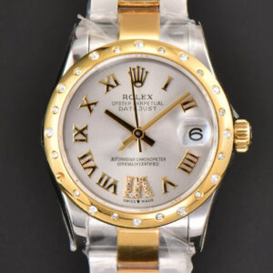 DateJust 31MM Ladies 904L YG/SS WF Diamond Smooth White Dial Roma Marker Oyster Bracelet A2671
