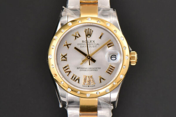 DateJust 31MM Ladies 904L YG/SS WF Diamond Smooth White Dial Roma Marker Oyster Bracelet A2671