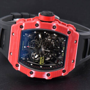 RM035-02 42mmx50mm Red Carbon ZF Dial on Black Rubber Strap NH05A V5 - Image 3