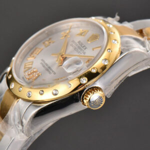 DateJust 31MM Ladies 904L YG/SS WF Diamond Smooth White Dial Roma Marker Oyster Bracelet A2671 - Image 8