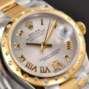 DateJust 31MM Ladies 904L YG/SS WF Diamond Smooth White Dial Roma Marker Oyster Bracelet A2671 - Image 9
