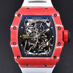 RM035-02 42mmx50mm Red Carbon ZF Dial on white Rubber Strap NH05A V5