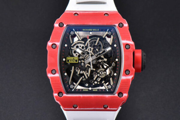 RM035-02 42mmx50mm Red Carbon ZF Dial on white Rubber Strap NH05A V5