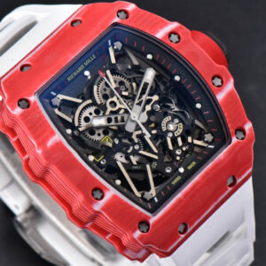 RM035-02 42mmx50mm Red Carbon ZF Dial on white Rubber Strap NH05A V5 - Image 2