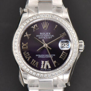 DateJust 31MM Ladies 904L WF Diamond Purple Dial Diamond Roma Marker Oyster Bracelet A2671
