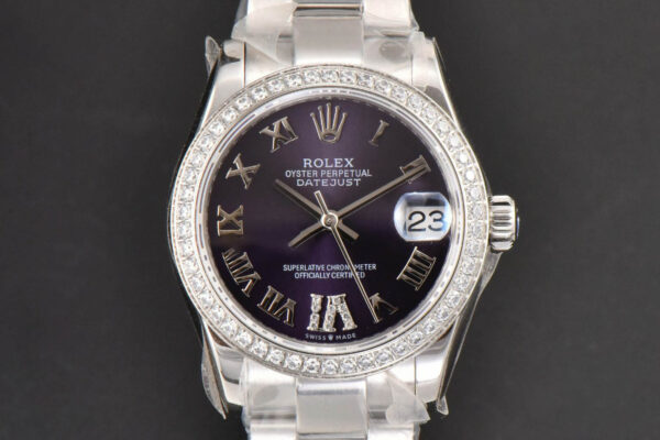 DateJust 31MM Ladies 904L WF Diamond Purple Dial Diamond Roma Marker Oyster Bracelet A2671