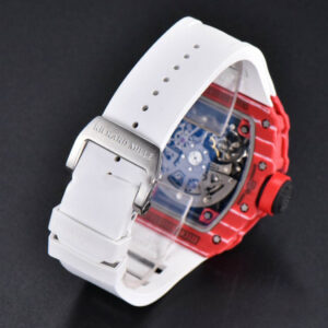 RM035-02 42mmx50mm Red Carbon ZF Dial on white Rubber Strap NH05A V5 - Image 6