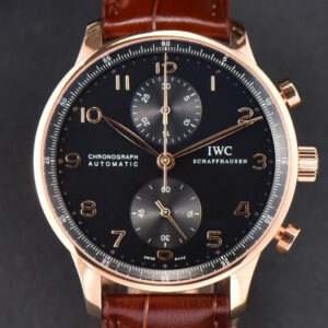 Portuguese Chrono RG ZF 41MM IW371210 Black Dial RG Markers Brown Corc Strap A52010