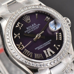 DateJust 31MM Ladies 904L WF Diamond Purple Dial Diamond Roma Marker Oyster Bracelet A2671 - Image 9