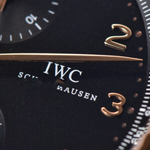 Portuguese Chrono RG ZF 41MM IW371210 Black Dial RG Markers Brown Corc Strap A52010 - Image 6