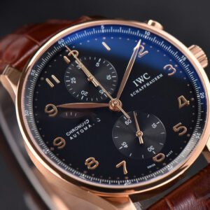 Portuguese Chrono RG ZF 41MM IW371210 Black Dial RG Markers Brown Corc Strap A52010 - Image 8