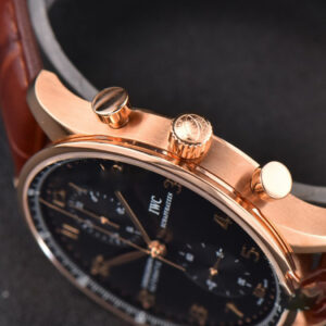 Portuguese Chrono RG ZF 41MM IW371210 Black Dial RG Markers Brown Corc Strap A52010 - Image 9