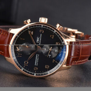 Portuguese Chrono RG ZF 41MM IW371210 Black Dial RG Markers Brown Corc Strap A52010 - Image 10