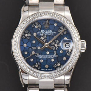 DateJust 31MM Ladies 904L WF Diamond Blue Flowers Dial Diamond Marker Oyster Bracelet A2671