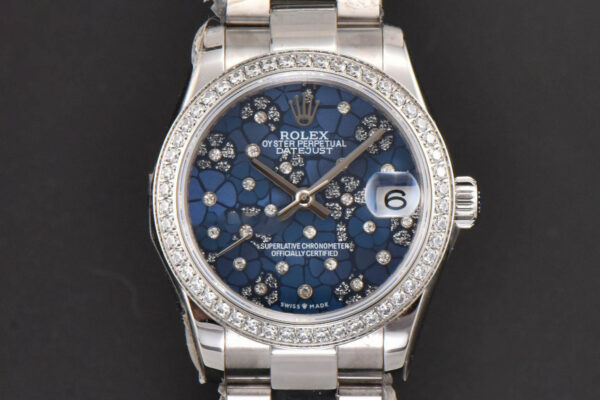 DateJust 31MM Ladies 904L WF Diamond Blue Flowers Dial Diamond Marker Oyster Bracelet A2671