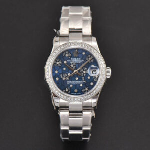 DateJust 31MM Ladies 904L WF Diamond Blue Flowers Dial Diamond Marker Oyster Bracelet A2671 - Image 3