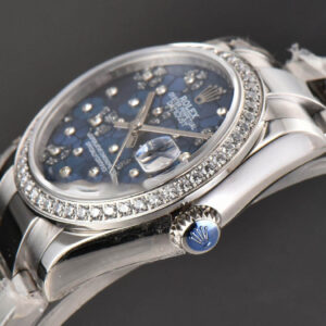 DateJust 31MM Ladies 904L WF Diamond Blue Flowers Dial Diamond Marker Oyster Bracelet A2671 - Image 11