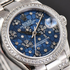 DateJust 31MM Ladies 904L WF Diamond Blue Flowers Dial Diamond Marker Oyster Bracelet A2671 - Image 12