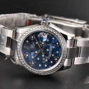 DateJust 31MM Ladies 904L WF Diamond Blue Flowers Dial Diamond Marker Oyster Bracelet A2671 - Image 15