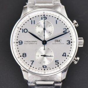 Portuguese Chrono IW3716 41mm RSF White Dial Blue Hand SS Bracelet A7750