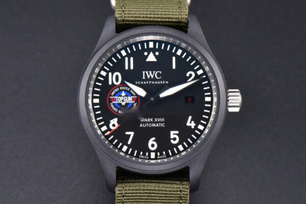 Mark XVIII Top Gun IW324712 ZF 41MM Black Ceramic Green Nylon Strap A32111