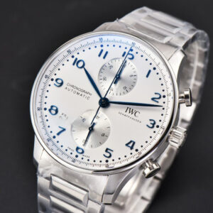 Portuguese Chrono IW3716 41mm RSF White Dial Blue Hand SS Bracelet A7750 - Image 10