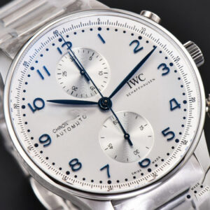 Portuguese Chrono IW3716 41mm RSF White Dial Blue Hand SS Bracelet A7750 - Image 18