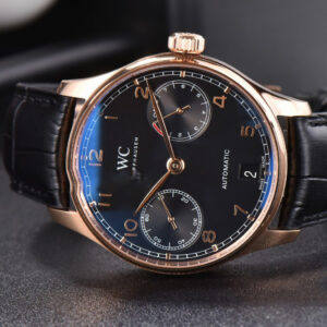Portuguese Real PR IW500107 RG ZF 42MM Black Dial Black Leather Strap - Image 10
