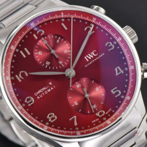 Portuguese Chrono IW3716 41mm RSF Red Dial SS Bracelet A7750 - Image 25
