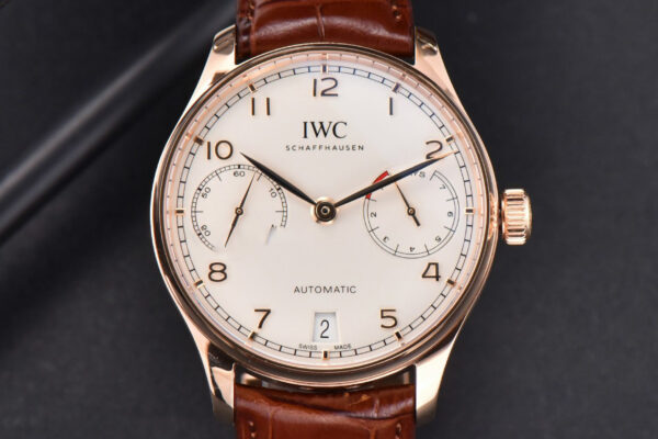 Portuguese Real PR IW500113 ZF 42MM RG White Dial RG Marker Brown Leather Strap A51011