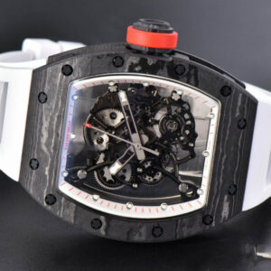 RM055 Real NTPT 42.7mm BBRF White Skeleton Dial Red Crown White Rubber Strap RMUL2 - Image 3