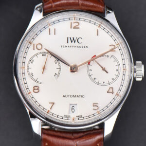 Portuguese Real PR IW500114 ZF 42MM White Dial RG Marker Brown Leather Strap A51011