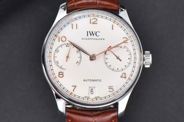 Portuguese Real PR IW500114 ZF 42MM White Dial RG Marker Brown Leather Strap A51011