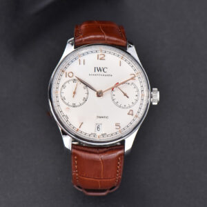 Portuguese Real PR IW500114 ZF 42MM White Dial RG Marker Brown Leather Strap A51011 - Image 4
