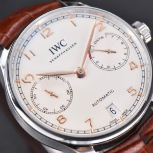 Portuguese Real PR IW500114 ZF 42MM White Dial RG Marker Brown Leather Strap A51011 - Image 11