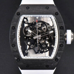 RM055 Real NTPT 42.7mm BBRF White Skeleton Dial White Rubber Strap RMUL2