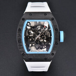 RM055 Real NTPT 42.7mm BBRF Blue Skeleton Dial White Rubber Strap RMUL2 - Image 3