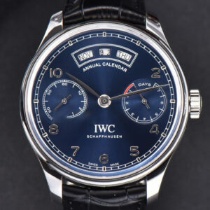 Portuguese Real PR Annual Calendar IW503502 ZF 44MM Blue Dial Black Leather Strap A5280