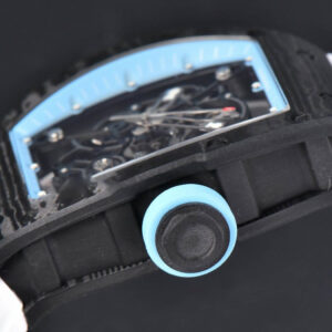 RM055 Real NTPT 42.7mm BBRF Blue Skeleton Dial White Rubber Strap RMUL2 - Image 12