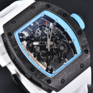 RM055 Real NTPT 42.7mm BBRF Blue Skeleton Dial White Rubber Strap RMUL2 - Image 13