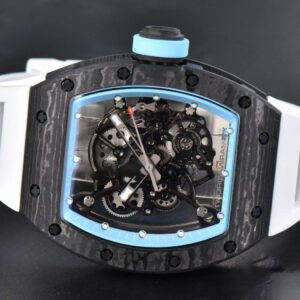 RM055 Real NTPT 42.7mm BBRF Blue Skeleton Dial White Rubber Strap RMUL2 - Image 14