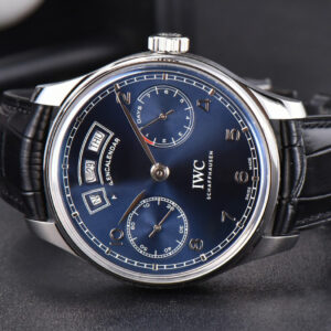 Portuguese Real PR Annual Calendar IW503502 ZF 44MM Blue Dial Black Leather Strap A5280 - Image 9