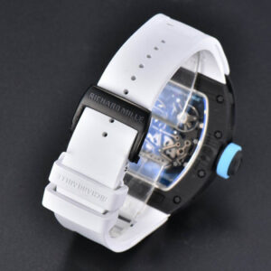 RM055 Real NTPT 42.7mm BBRF Blue Skeleton Dial White Rubber Strap RMUL2 - Image 17