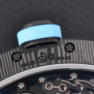RM055 Real NTPT 42.7mm BBRF Blue Skeleton Dial White Rubber Strap RMUL2 - Image 19